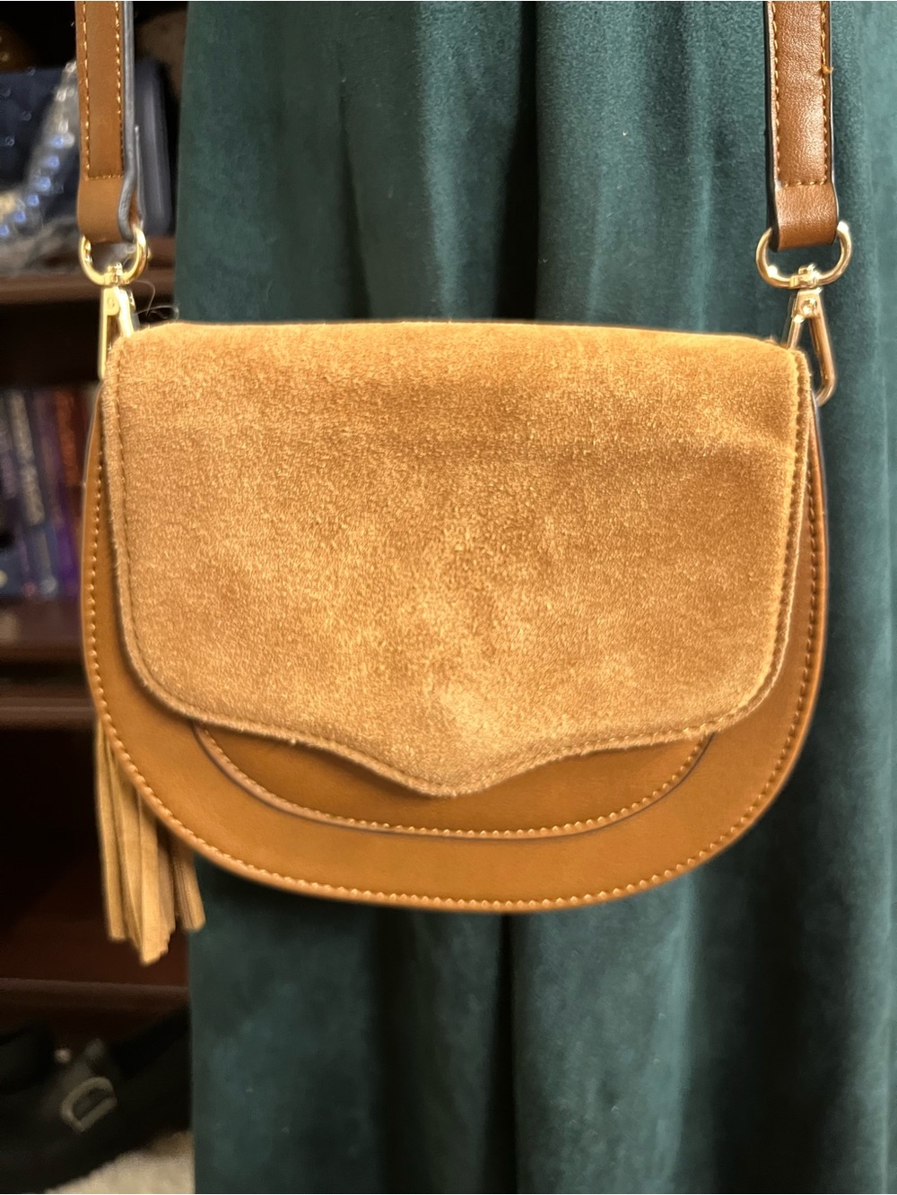Moda Luxe Diva Suede & Leather Crossbody with Tassel